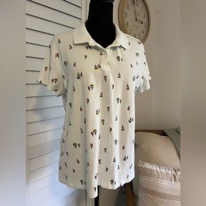 Women's Croft and Barrow White Classic Polo Size XL 100% Cotton